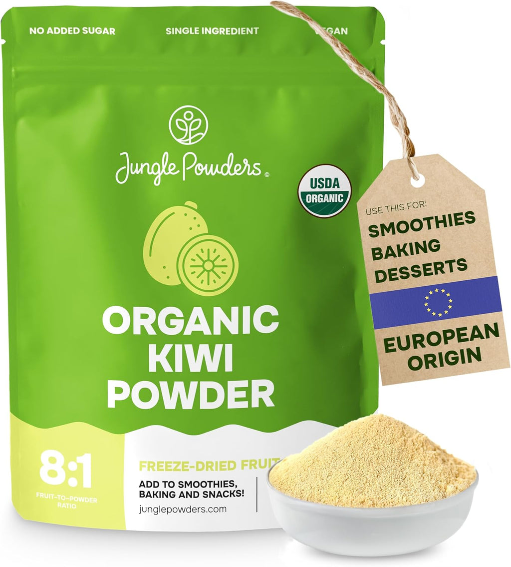 Jungle Powders Organic Kiwi Fruit Powder 5 Ounce Bag Freeze Dried Kiwi Organic Smoothie 3rd Party Lab Tested Kiwis No Added Sugar Whole Fruit Powder for Baking Flavoring Freeze Dry Extract for Baking