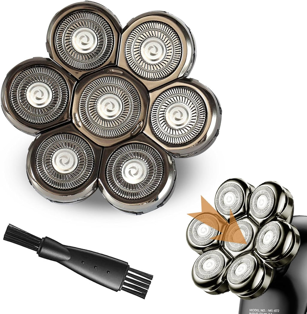 7D Blade Floating Replacement Heads for SHPAVER and Other Brand Head Shaver, Stainless Steel 7D Rotary Blades for Bald Men Rotary Shavers.