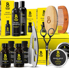 The Beard Club Beard Kit for Men - Grooming & Care Kit - Cedar & Sandalwood Oil, Cedar Balm, Shampoo, Brush, Comb, Trimming Scissors, Straight Edge Razor - Gift Set