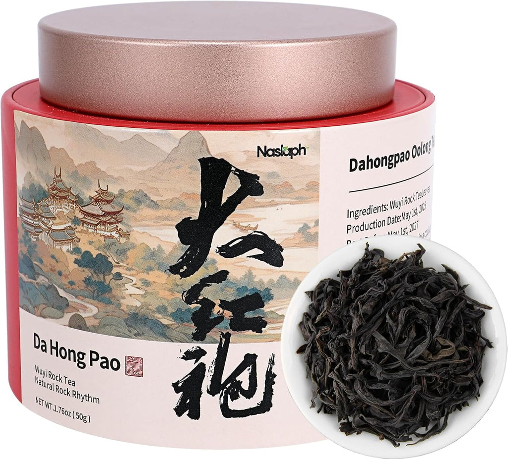 NASLAPH Da Hong Pao Loose Leaf, Wuyi Rock Oolong Tea with Fragrant and Mellow, Exquisite Traditional Craftsmanship, China Wuyi Mountain Big Red Robe Oolong Tea AAA特级 大红袍 乌龙茶 中国功夫岩茶 1.76 Oz