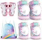 SULIFEEL Rainbow Unicorn Knee Pads for Kids Knee Elbow Pads Wrist Guards with Drawstring Bag Adjustable Protective Gear Set for Girls Roller Skating Bike Cycling Skateboard Scooter