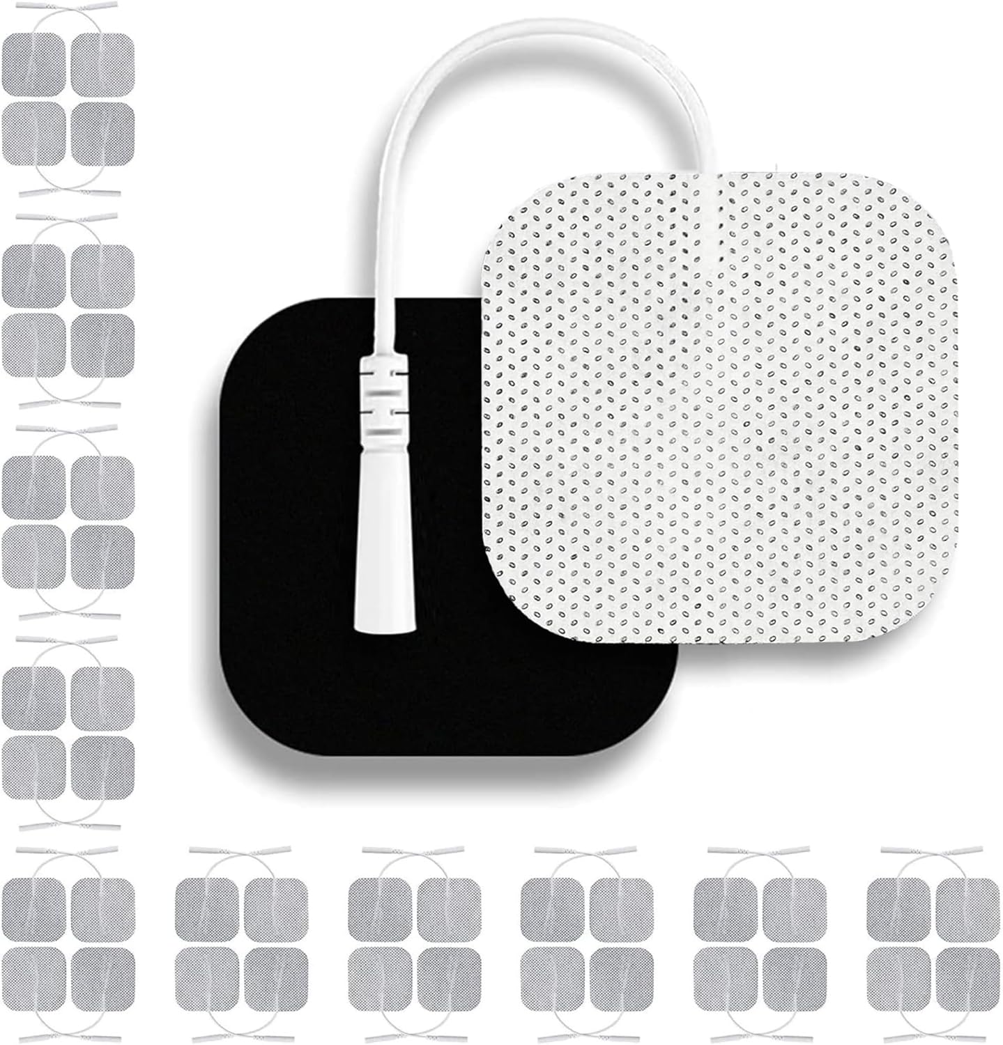 Santamedical TENS Unit Replacement Pads 2x2 40 Pcs Premium Reusable Electrode Pads - Self Adhesive Electro Therapy Patches for Electrical Stimulation - Non Irritating Stim Pads Design