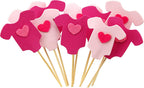 GUCUJI 40 PCS Pink Baby Jumpsuits Baby Shower Cake Cupcake Toppers Picks for Birthday Girls Party Decorations