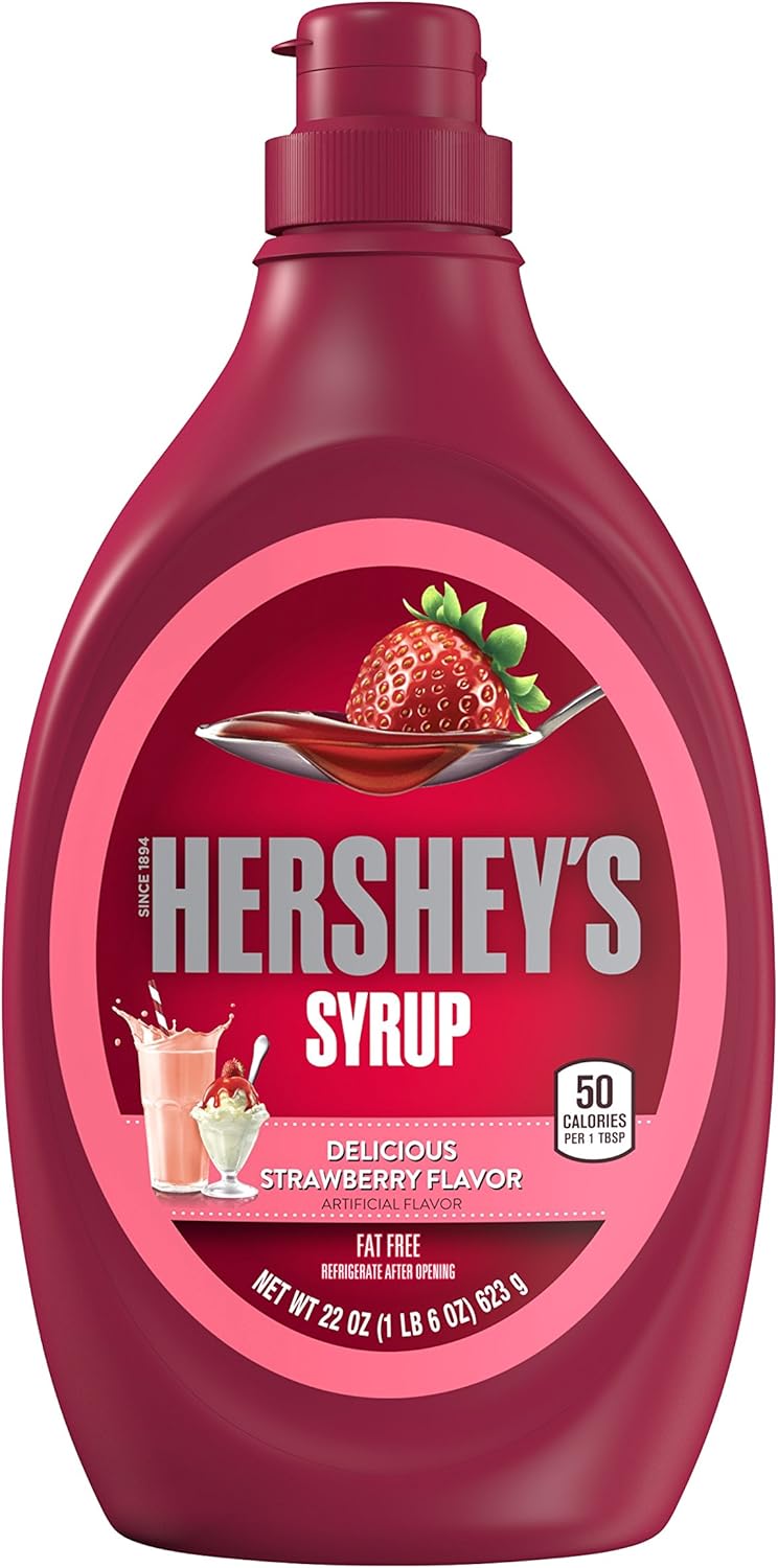 HERSHEY'S Strawberry Syrup, 22 Ounce (Pack of 6)
