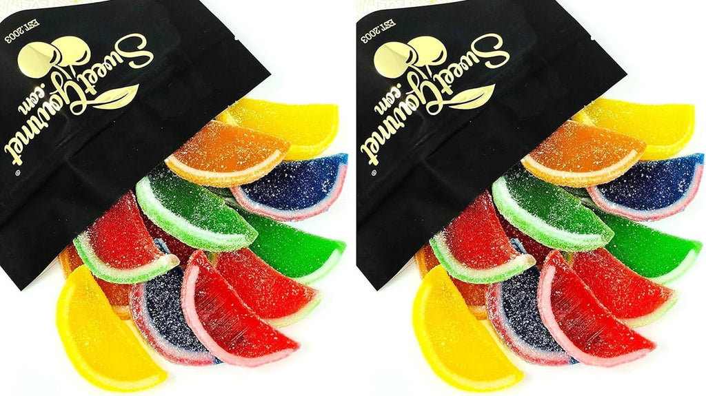 SweetGourmet Assorted Fruit Slices | Candy Fruit Jelly | Vegan, Gluten Free | 13oz (Pack of 2)