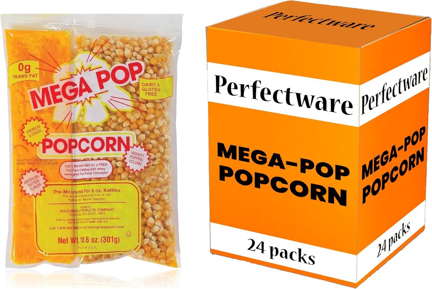 Perfectware 10.6oz Popcorn Portion Packets - Case of 24 Packets