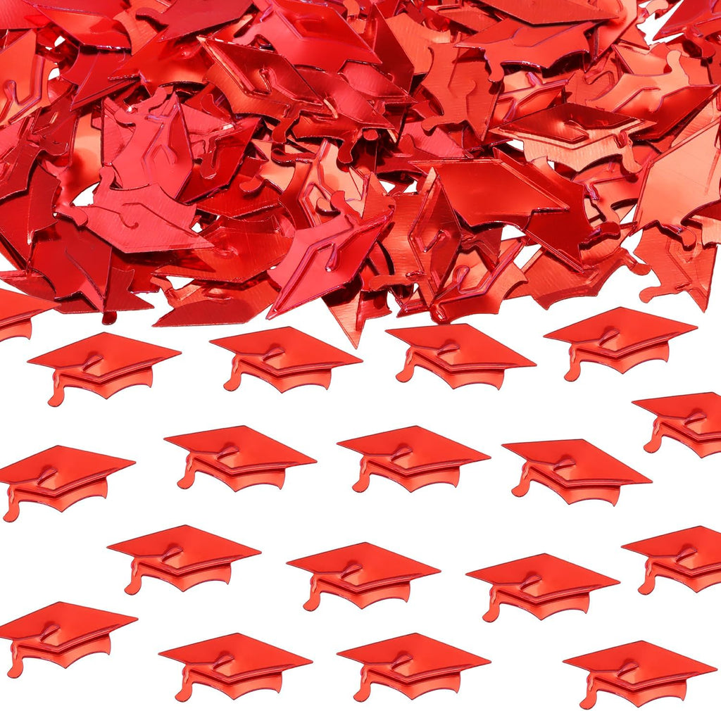 ONLYKXY 15gram Glitter Table Confetti Decor Scatter Bless Confetti Grad Party Decor for Congrats College Graduation Birthday Wedding Party Chocolate Favor Envelope Decal (Red Graduation Cap)