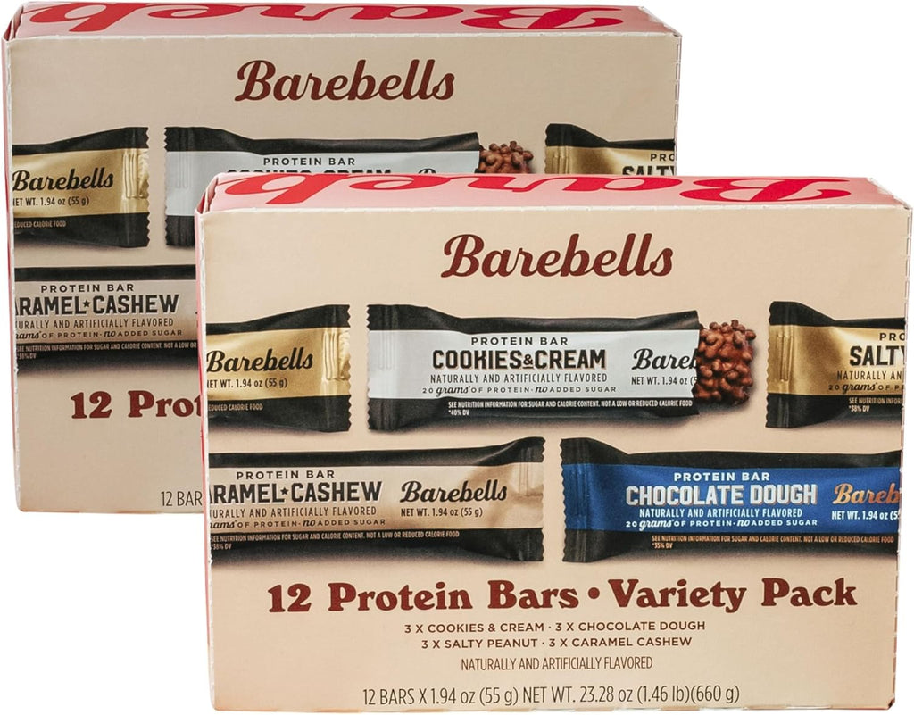 Barebells Protein Bars Variety Pack - 24 Bars (2 Packs of 12), 20g High Protein Treats - Chocolate Nutrition Bars with No Added Sugar - On-The-Go Breakfast or Post-Workout Snack
