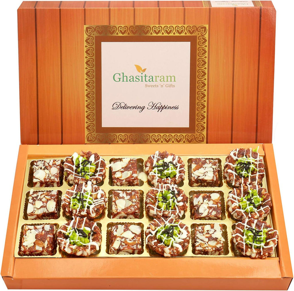 Ghasitaram Gifts Diwali Gifts Diwali Sweet - Assorted Anjeer Sweets 18 Pcs