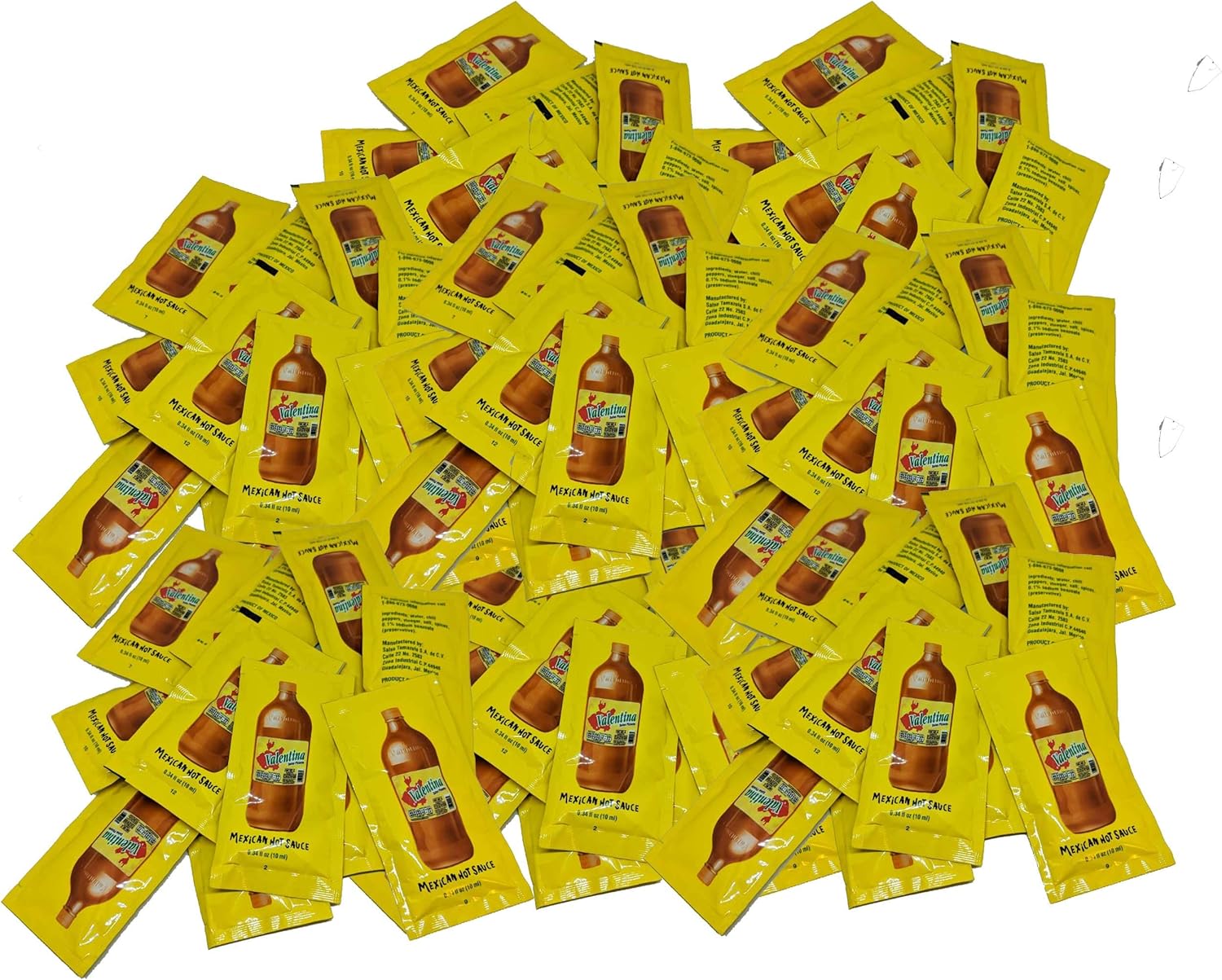 Valentina Mexican Hot Sauce | Picante Salsa Seasoning Salt Spice Mix Made From Chili Peppers Perfect for Chips, Fast Foods, Lunch, Snacks or More 100 Packets of 0.3 Ounce. (8 grams)