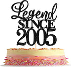 Rsstarxi 1 Pack Legend Since 2005 Cake Topper Glitter Happy 21st Birthday Cake Topper Cheers to 21 Years Cake Decoration for Happy 21st Birthday Wedding Anniversary Party Cake Decorations Black