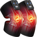 Cordless Knee Massager with Heat Vibration for Pain Relief, Electric Heated Knee Brace with 5 Heat Levels and 3 Massage Mode, Gifts for Men Women (Black, Pair)