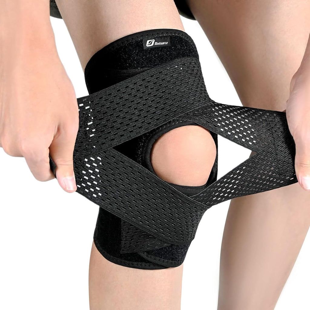 Knee Brace with Side Stabilizers for Meniscus Tear, Adjustable Knee Wrap for Pain Relief, Breathable Compression Knee Support for Knee Pain, ACL, MCL, Arthritis, Sports, Women&Men (Black, X-Large)