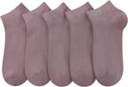 SERISIMPLE Women Viscose Bamboo Ankle Socks Low Cut Thin Sock Lightweight Pastal Color Soft Sock 5 Pairs