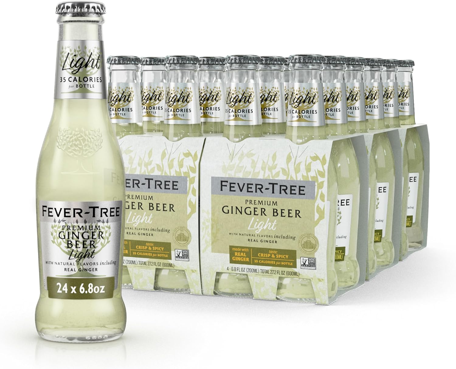 Fever-Tree Light Ginger Beer, 6.8 fl oz (24 Bottles) Lower in Calories, No Artificial Sweeteners, Flavorings or Preservatives