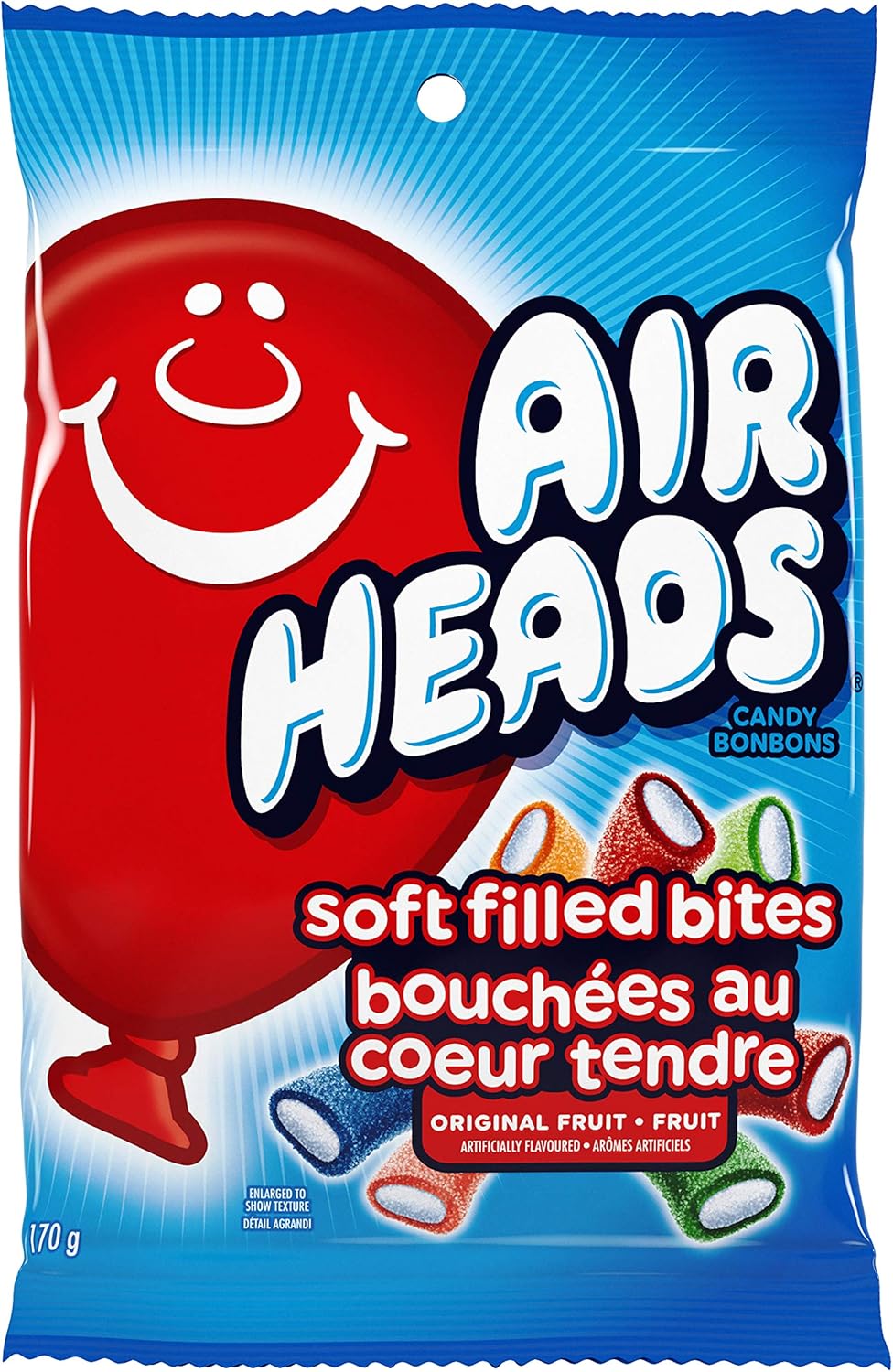 Airheads Soft Filled Bites Fruit Flavoured Chewy Candy, Assorted Flavours, 170g