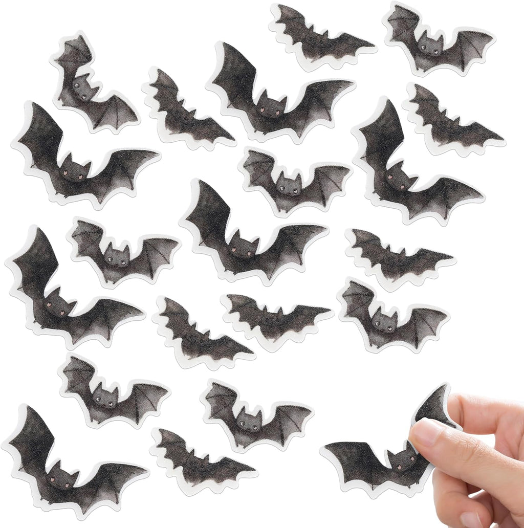40 Pack Edible Halloween Bat Cupcake Toppers Bat Halloween Cupcake Toppers Rice Paper Wafer Paper Cupcake Picks for Baby Shower Kids Birthday Party Cupcake Decorations Black