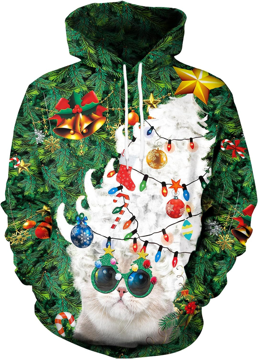 Arvilhill Mens Christmas Hoodies Funny Ugly 3D Printed Graphic Unisex Pullover with Pocket (S-3XL)