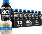 Optimum Nutrition 40g Protein Shake, 40g of Protein, Naturally Flavored, Complete Protein Drink, Vanilla, 14 Fl Oz, 12 Count (Pack of 1) (Packaging May Vary)