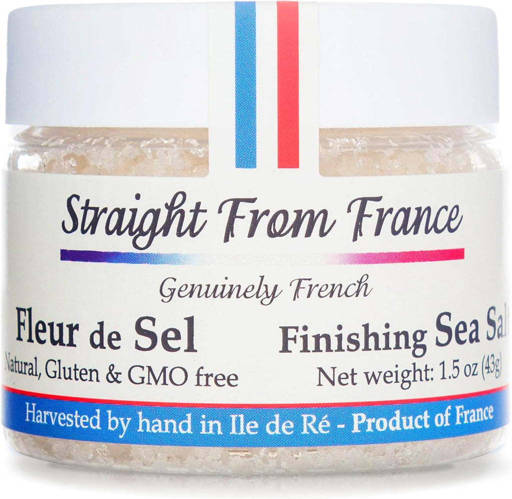 Straight from France Genuinely French, Authentic French Fleur De Sel, Unrefined Hand Harvested Finishing Sea Salt Rich in Minerals and Electrolytes 1.5 Oz