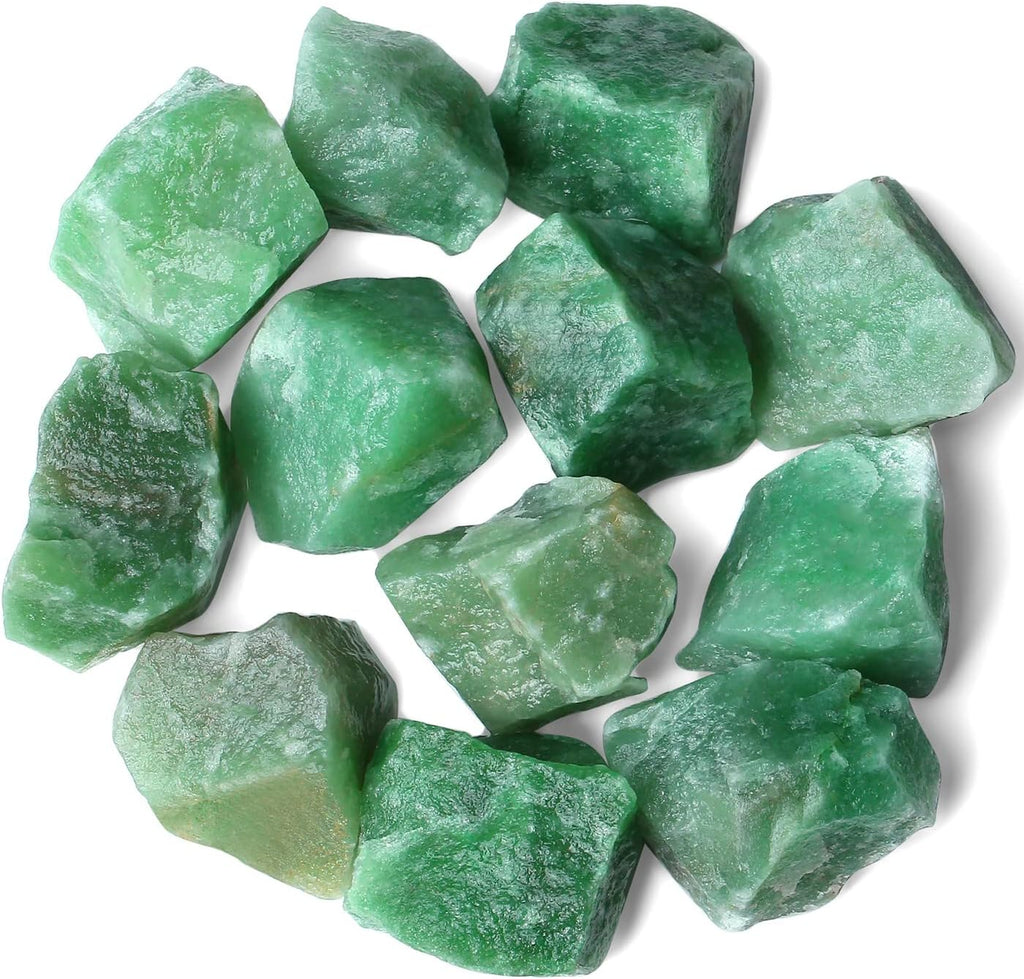 QINJIEJIE Green Aventurine Raw Crystals Natural Rough Stones Bulk Large 0.8-1.2" Rocks Reiki Gemstones Fountain Rocks for Tumbling Cabbing Polishing Wire Wrapping Wicca Decoration 0.45 lbs