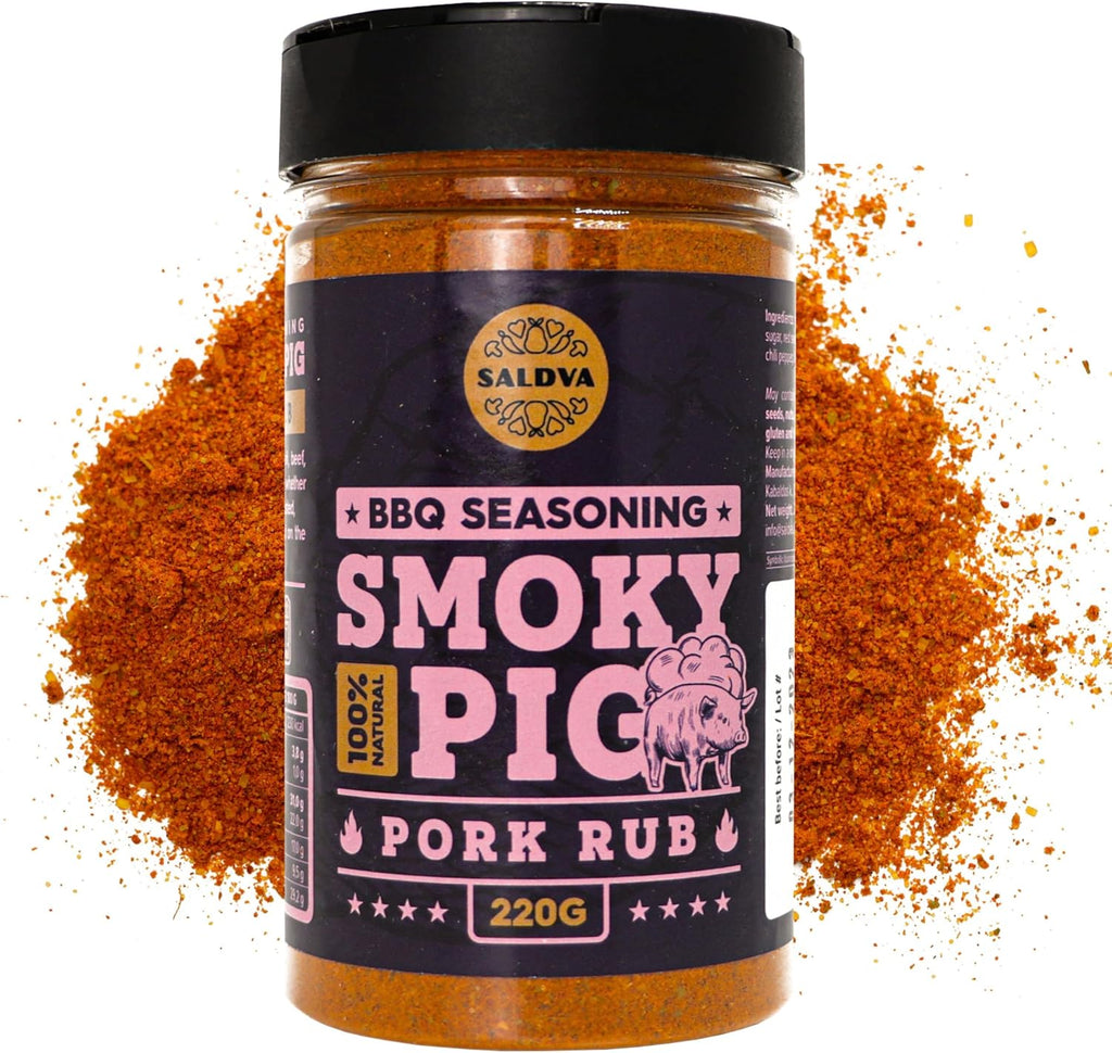 Smoky Pig BBQ Pork Rub - 100% Natural Seasoning - Perfect Blend Of Spices For Smoky BBQ And Grill Pork Dishes - Large Jar (220g)