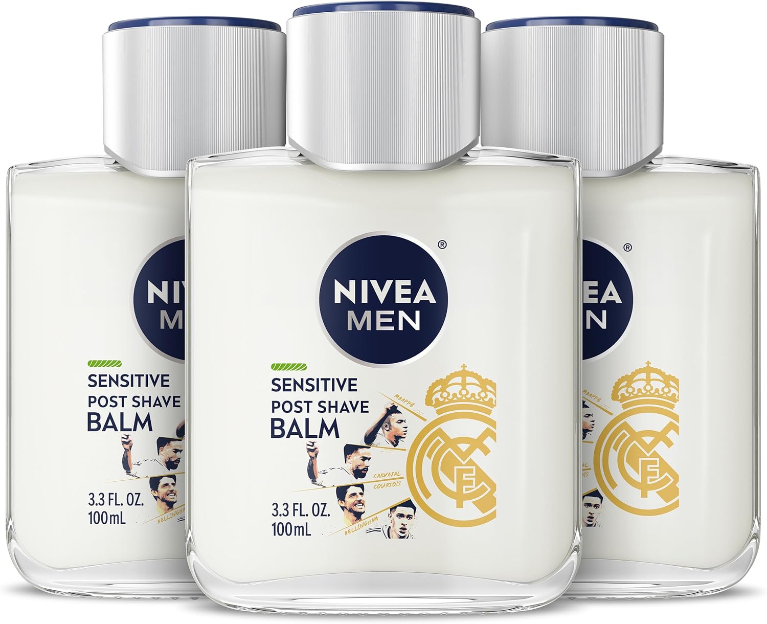 NIVEA MEN Sensitive Post Shave Balm, with VitaminPro Complex, Alcohol Free After Shave Balm for Men, 3.3 Fl Oz Bottle, Pack of 3