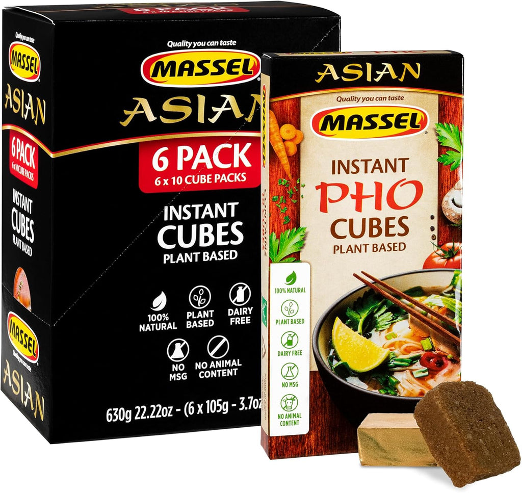 Massel Pho Bouillon Cubes/Instant Pho Soup Base | 6 Pack (60 Cubes) | Asian Instant Soup Base | Plant Based Broth, Gluten & Dairy Free, Vegan
