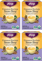Yogi Tea Cinnamon Horchata Stress & Sleep - 16 Tea Bags per Pack (4 Packs) - Organic Sleep Tea - Supports a Restful Sleep - Includes Ashwagandha, Passionflower & Apple Cider Vinegar