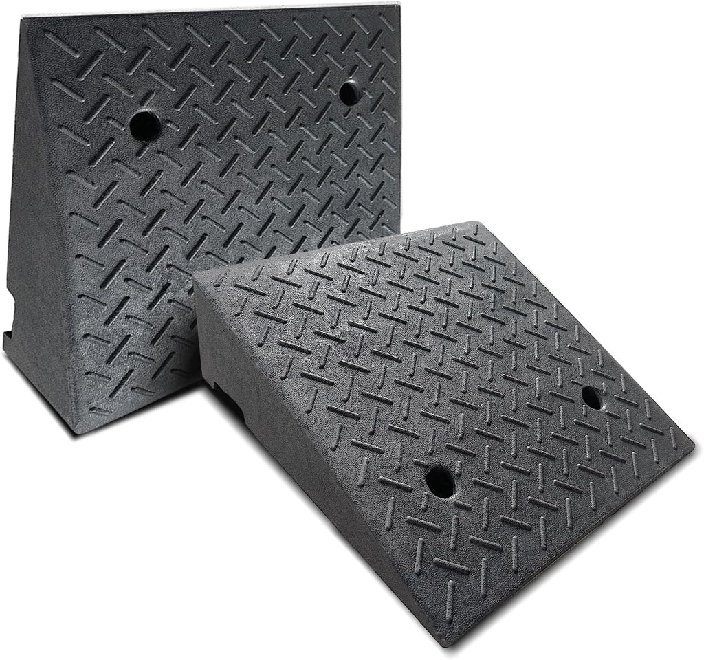 2 Pack Driveway Curb for Ramps, Portable Heavy Duty Rubber Shed, Suitable for Cars, Bicycles, Motorcycles, Wheelchairs, Lawn Mowers, Mobile Pets (19.7 x 19.7 x 6 Inch)