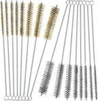 16Pcs Stainless Steel & Brass Wire Tube Brushes Bottle Brush Set,12" Long Wire Bore Brushes for Deep Cleaning Pipes,Tubes,Narrow Spaces, Engine Parts, Home Brew(1/4"-1" Sizes)