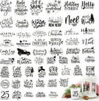 56Pcs Christmas Words Stickers Rub on Transfers for Crafts Vinyl Christmas Word Ornament Sticker Decals for Glass Jars Ball Bottle Wood Wall Decor (joy56)
