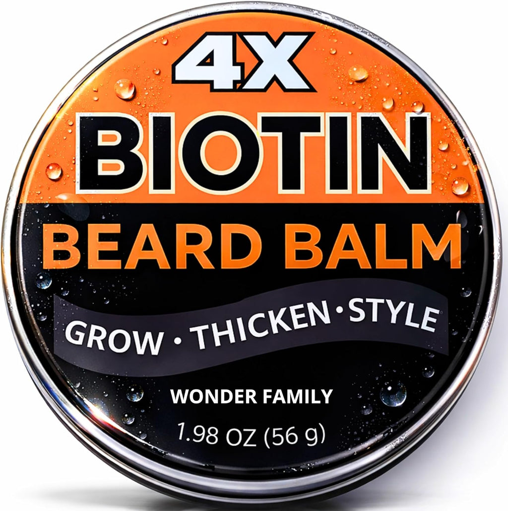 Biotin Beard Balm for Men Care – Moustache & Beard Hair Growth, Shaper, Straightener, Filler & Softener Wax Butter Treatment, – For Growth, Grooming, Shaping – 2 Oz