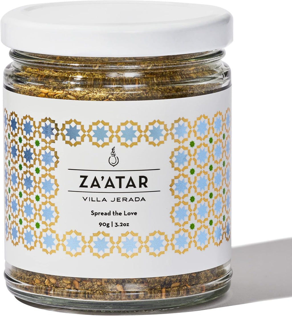 Villa Jerada Za’atar with Hyssop – 3.2oz/90g Glass Jar | Premium Middle Eastern Spice Blend with Sumac, Sesame, Olive Oil & Sea Salt | Authentic, Sustainably Grown, Handcrafted in Small Batches (Zaatar/Zatar/Zahtar) | ( Pack of 1 )