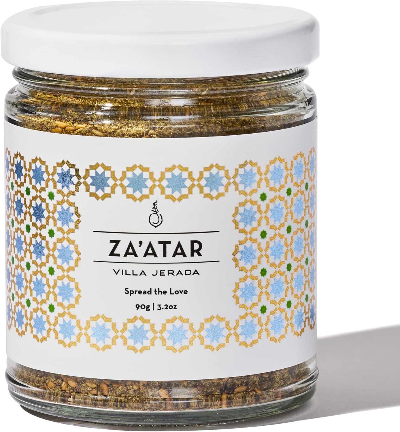 Villa Jerada Za’atar with Hyssop – 3.2oz/90g Glass Jar | Premium Middle Eastern Spice Blend with Sumac, Sesame, Olive Oil & Sea Salt | Authentic, Sustainably Grown, Handcrafted in Small Batches (Zaatar/Zatar/Zahtar) | ( Pack of 1 )