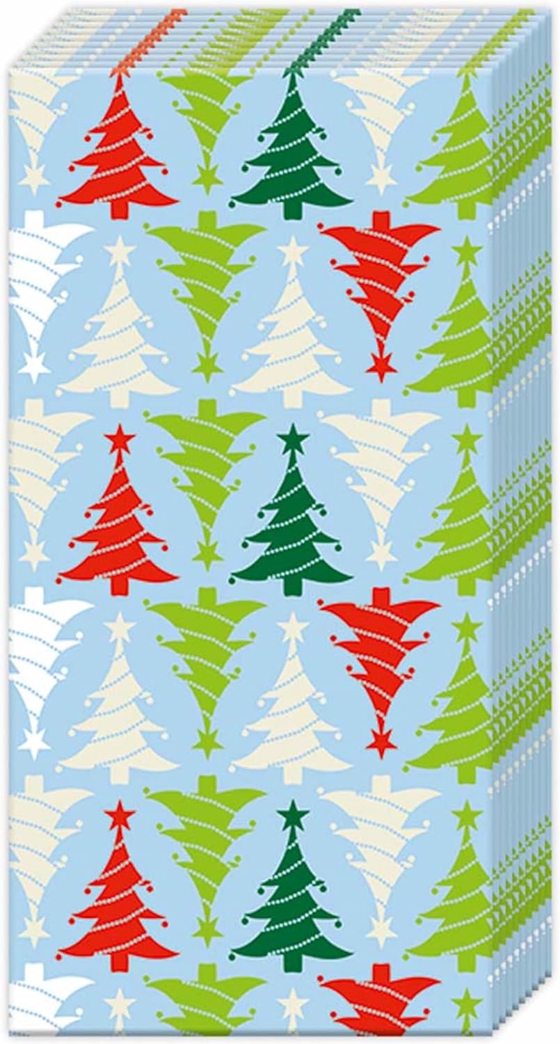 IHR Ideal Home Range Pocket Tissues 4-Ply Facial Tissue Pack, 10-Count, Trees in Line (Light Blue), 1-Pack Only