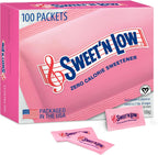 Sweet'N Low Zero Calorie Sweetener Packets, 100 Ct, Kosher & Gluten Free, Low Glycemic Index, Individual Tea and Coffee Sweetener Packets