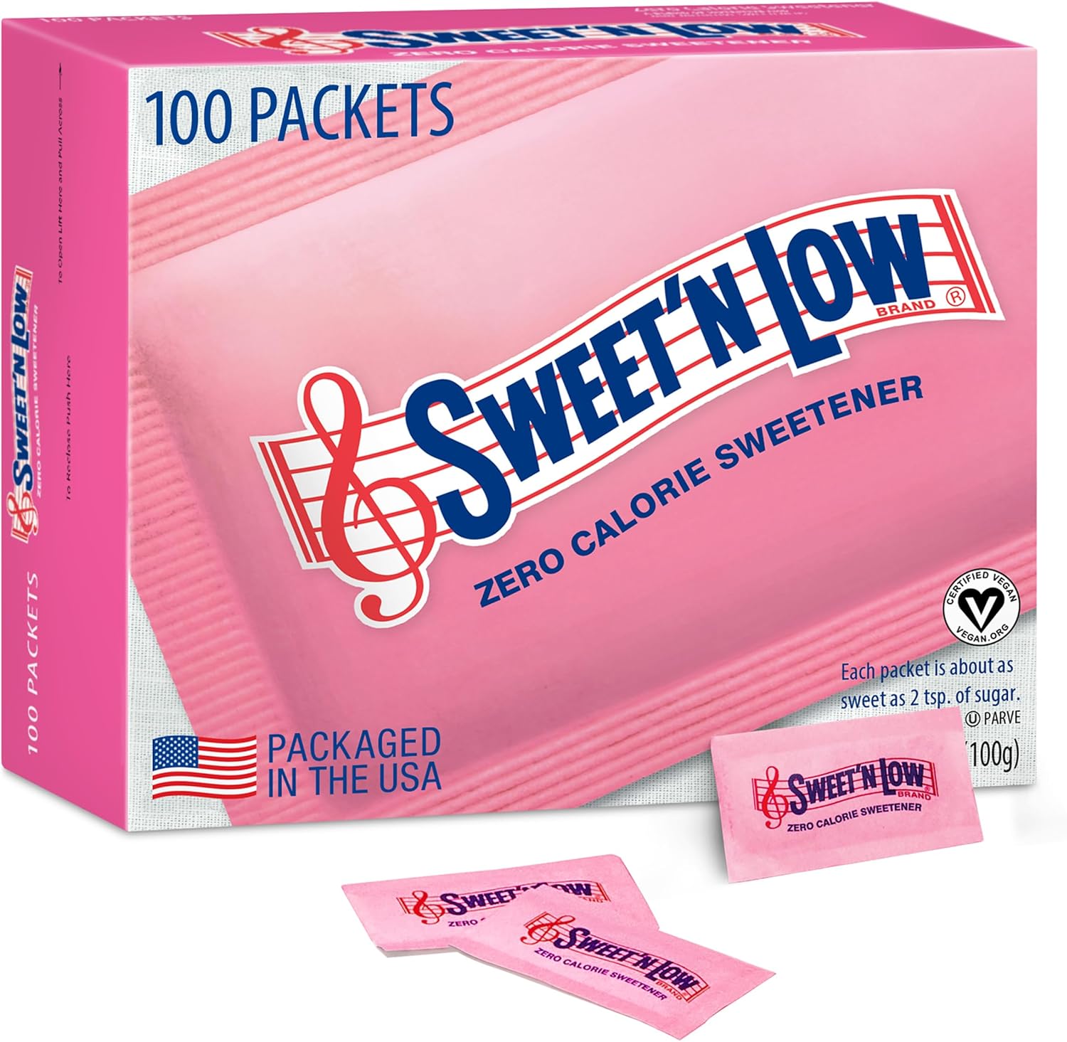 Sweet'N Low Zero Calorie Sweetener Packets, 100 Ct, Kosher & Gluten Free, Low Glycemic Index, Individual Tea and Coffee Sweetener Packets