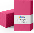 Party Solids Cerise Dinner Napkins Disposable 8" x 4" Folded - 40 Pcs 2 Ply Cerise Napkins Disposable Paper Guest Towels for Bathrooms, Dinners, Everyday Parties & Party Supplies