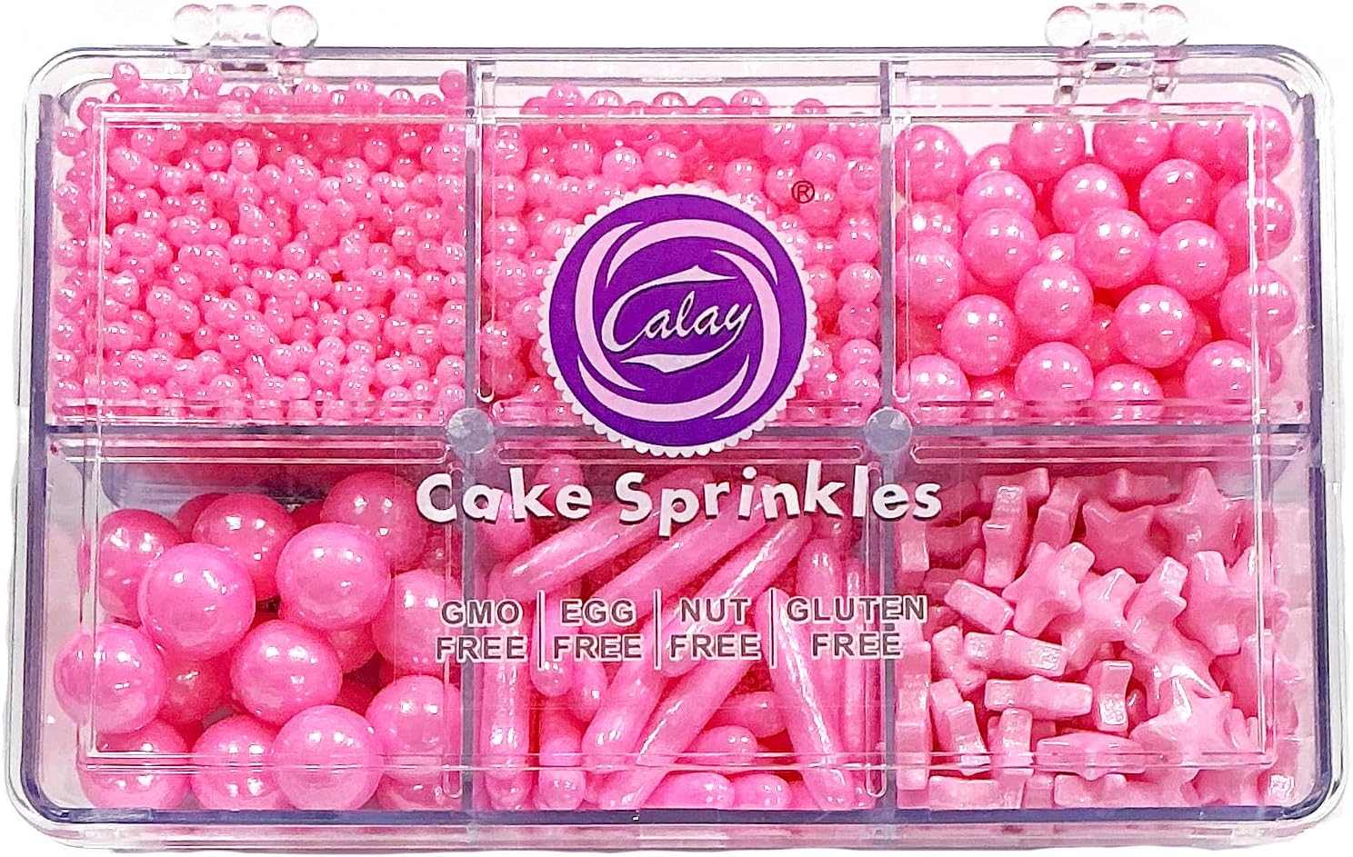 Homipooty Edible Pink Pearl Sugar Sprinkles 130g/4.58oz Pink Pearl Star Sprinkles For Cake Decorations Wedding，Cookies，Ice Cream, Cupcake Toppers, Halloween Christmas Supplies