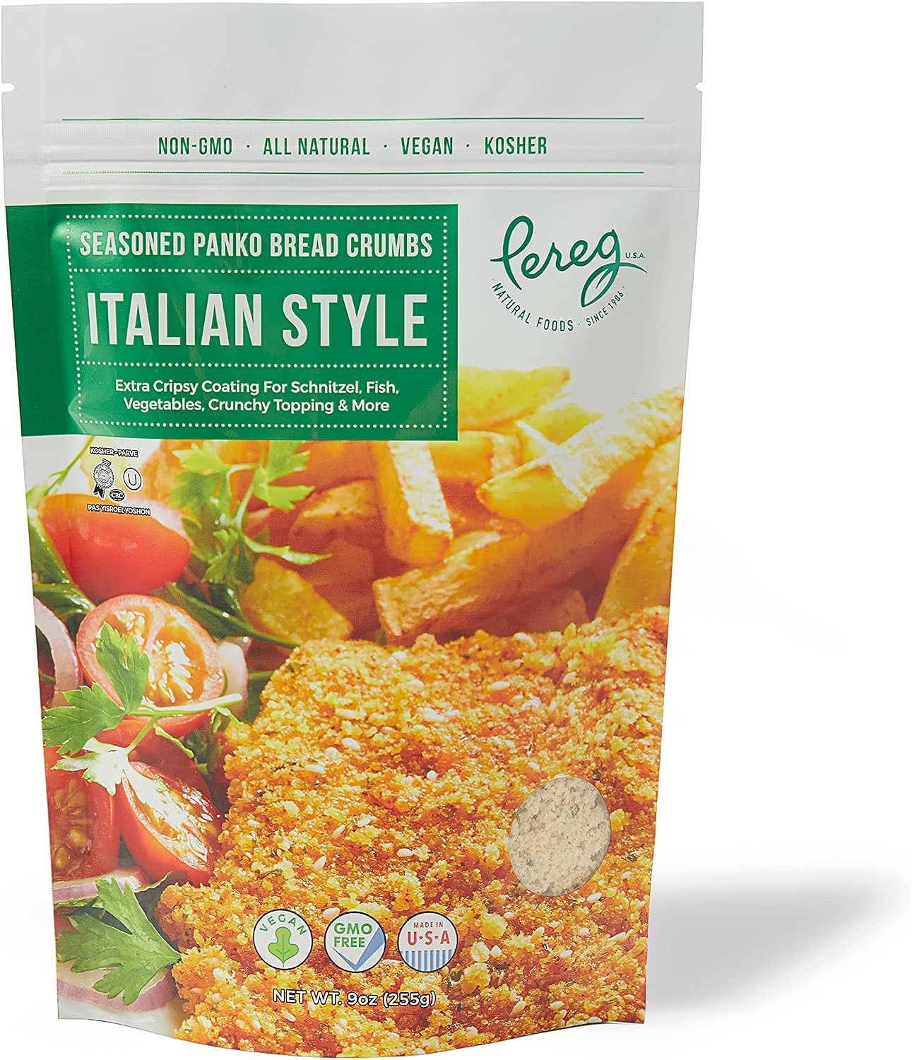 Pereg Italian Style Panko Bread Crumbs - 9 Oz - Italian Seasoning - Natural Ingredients - Breadcrumbs for Coating & Stuffing - Crispy Coating for Schnitzel, Vegetables, Seafood, Poultry, Meat - Kosher