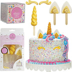 Unicorn Cake Decorating Kit – Edible Royal Icing Cake Toppers & Unicorn Glittery Sugar Sprinkles (3 oz) Bundle – Perfect for Birthday Cakes & Cupcakes – 100% Edible Cake Decorations