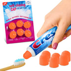Self-Closing Toothpaste Cap, [Orange] Pack of 6 Mess-Free, Toothpaste-Saver Silicone Cap with Self-Sealing Tip - Stylish See-Through Design, Fits Any Toothpaste Tube