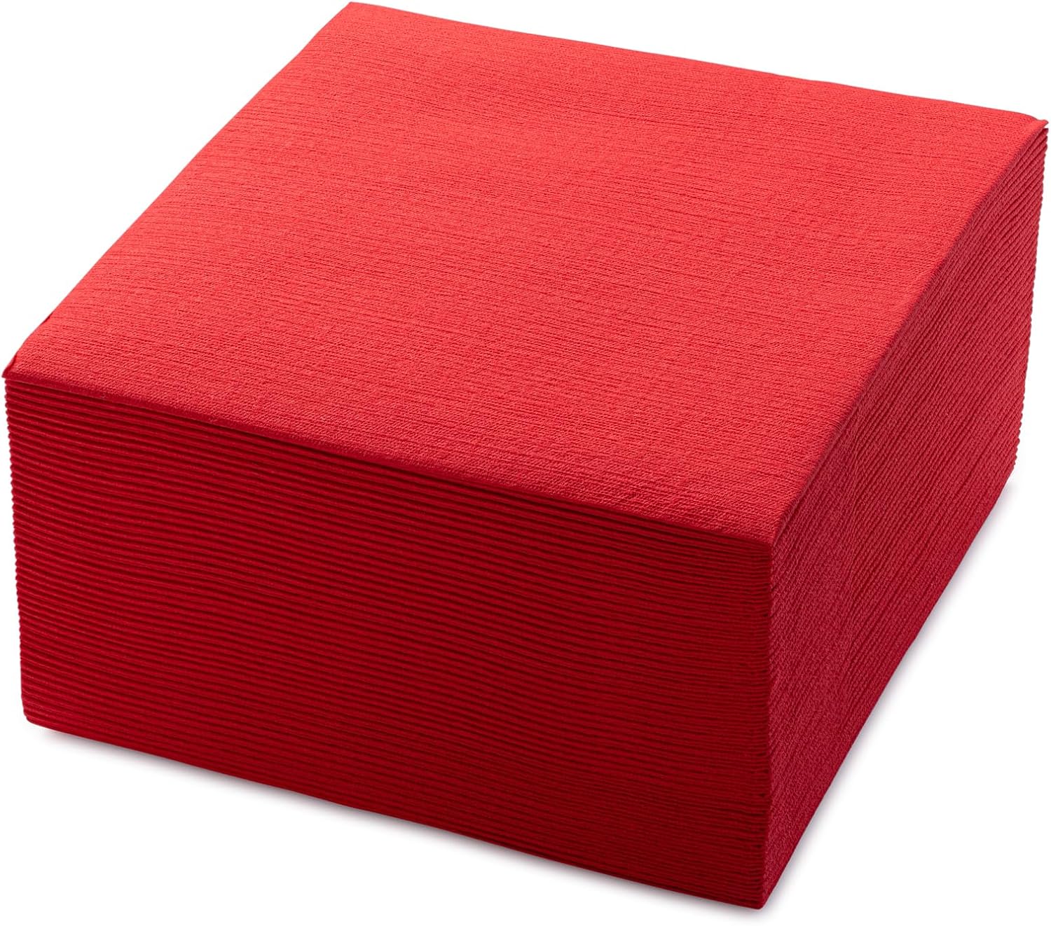 Red Colored Linen-Like Dinner Paper Napkins, Airlaid Texured Napkin For Special Occasions, 45 Pack
