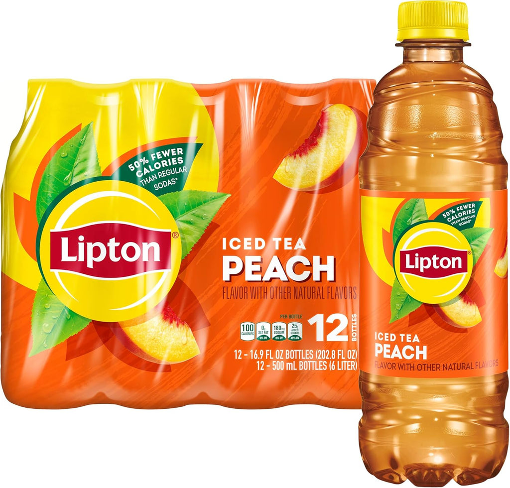 Lipton Peach Iced Tea, 16.9 Fl Oz Bottles (Pack of 12)
