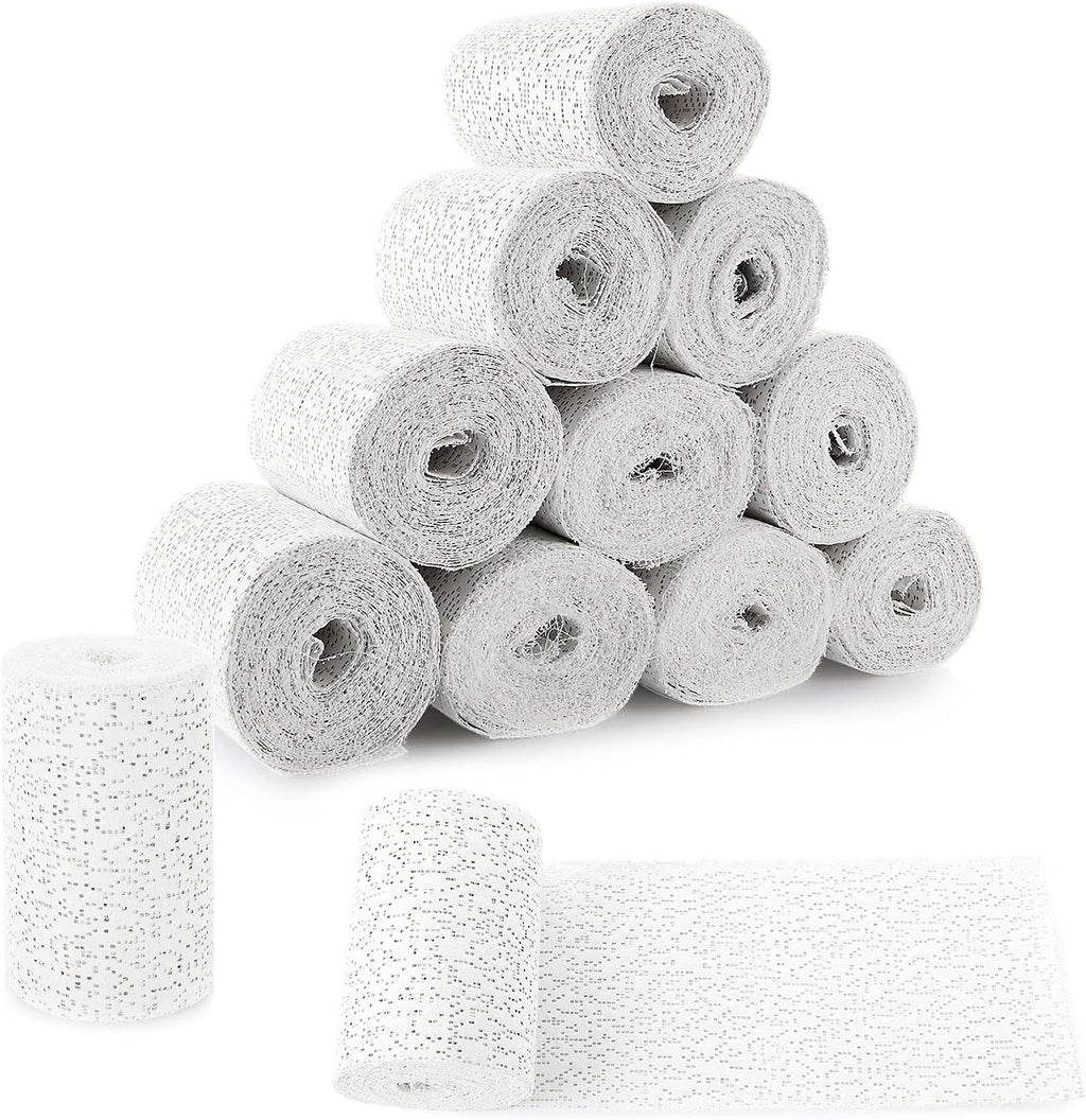 12 Pack Plaster Gauze Bandage for Hobby Craft, Each Roll 4 Inch x 15 Feet Plaster Cloth Rolls Bulk, Gauze Bandage Cloth for Masks, Scenery, Belly Cast (4 inch x 180 inch/5 yd)