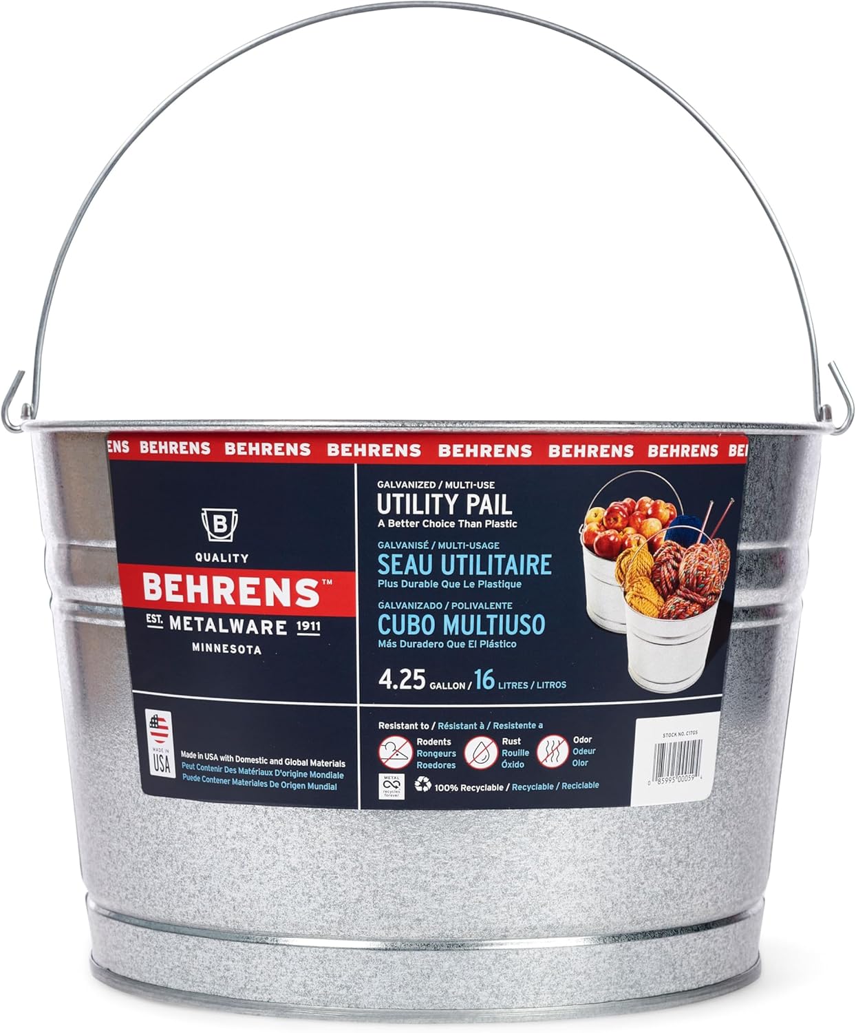 Behrens 4.25 Gallon Galvanized Steel Pail (1 Pail)