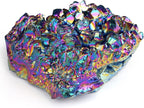 ZHIYUXI Rainbow Crystal Titanium Coated Crystal Cluster Crystal Geode Decor Rainbow Rock Natural Raw Crystal Energy Balance Reiki Wicca Home Decor 1Pc 50-70g
