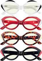 Eyekepper 4 Pack Cat Eye Reading Glasses Blue Light Blocking Women Readers +2.50