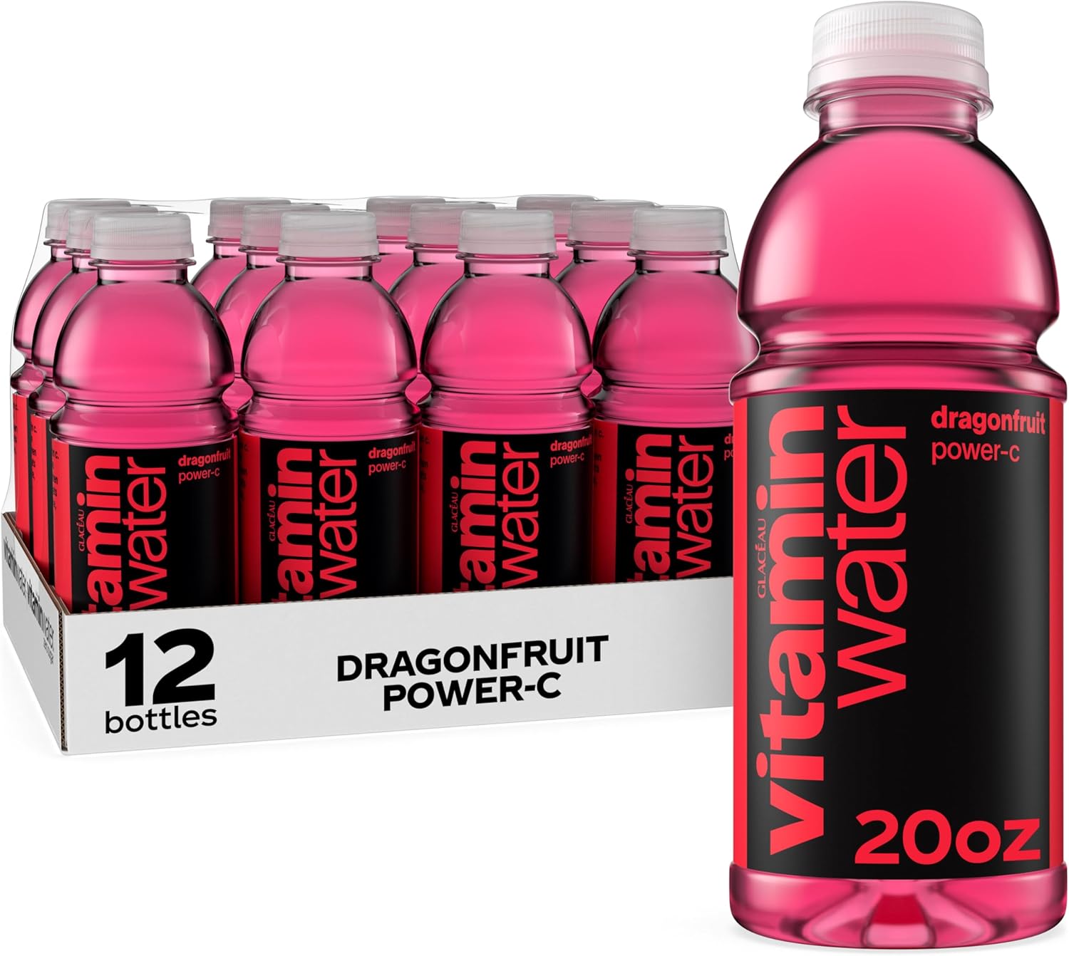 vitaminwater Power-C Dragonfruit Nutrient Enhanced Flavored Water Beverage, 20 fl oz Bottles, 12 Pack